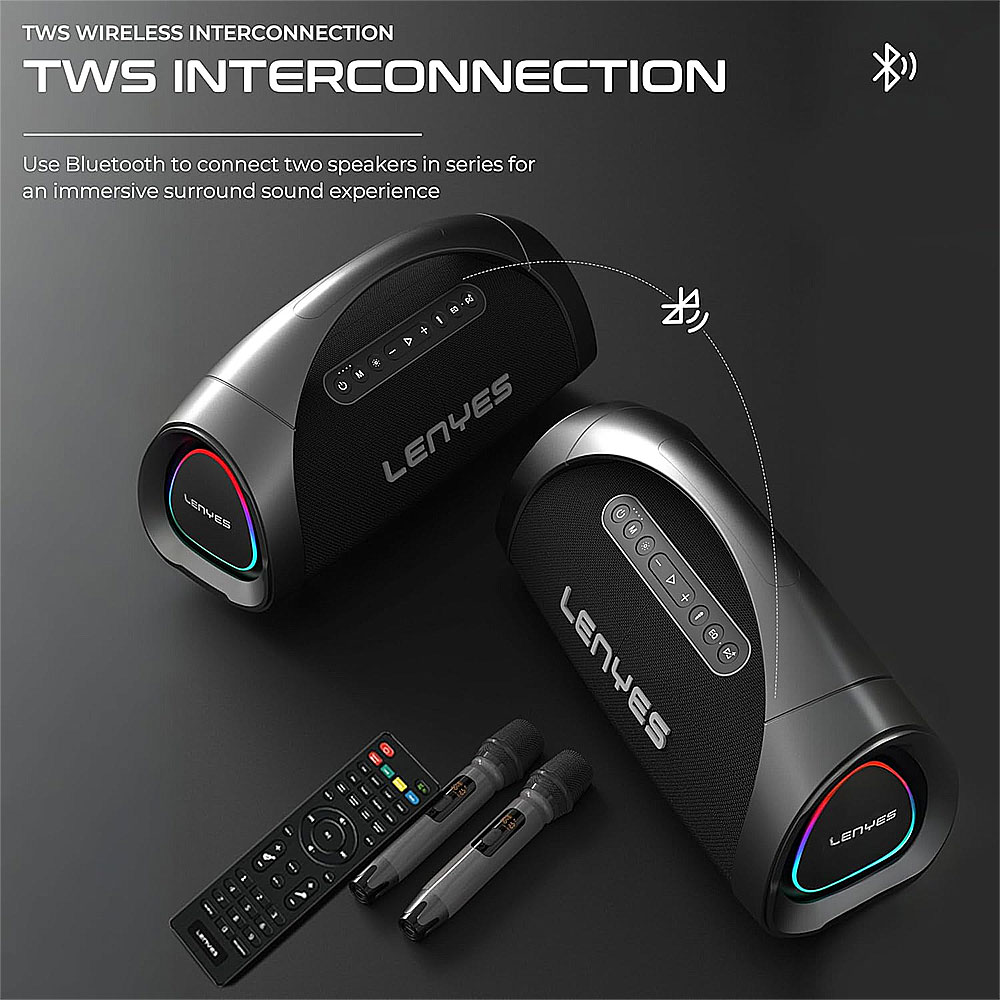 Loa xách tay LENYES S873, kèm 2 mic UHF, 400W - Ảnh 6